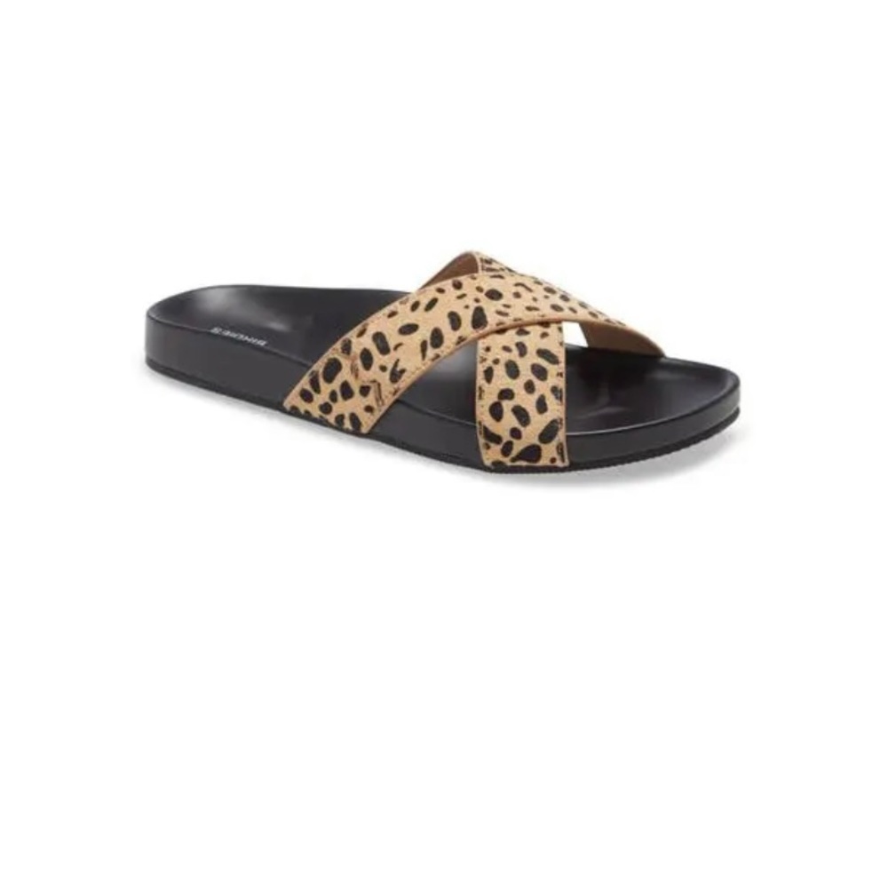 Birdies The Robin Mini Cheetah calf  hair slide size 9